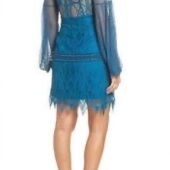 foxiedox Teal Lace Dress with V-Neck - Picture 5 of 5